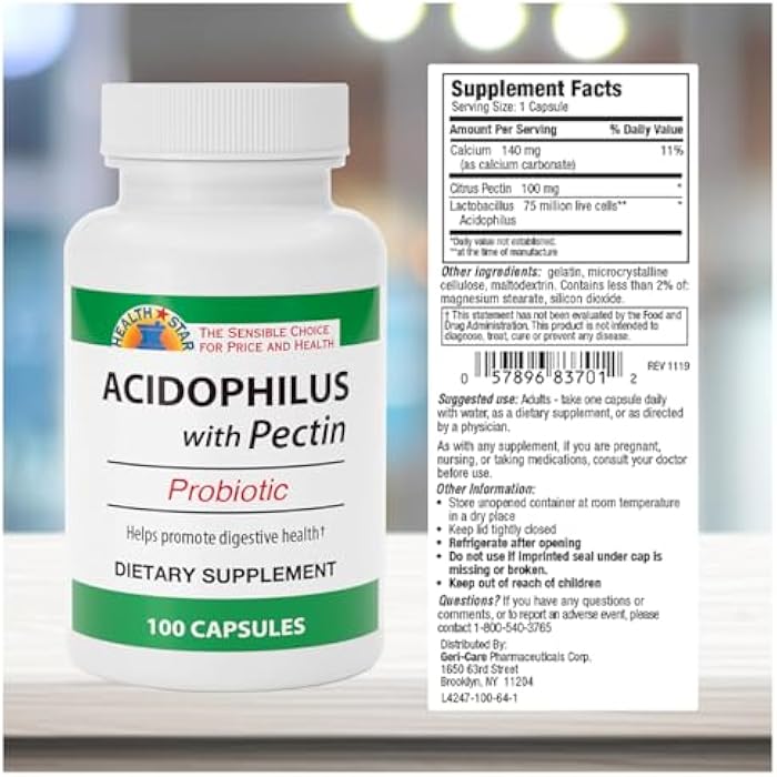 GeriCare Acidophilus with Pectin Probiotic Capsules, Optimizes Intestinal Flora, Digestive Gut Function, Boosts Immune Defenses, and Strengthens Bones, 100 Count (Pack of 1) - Image 3