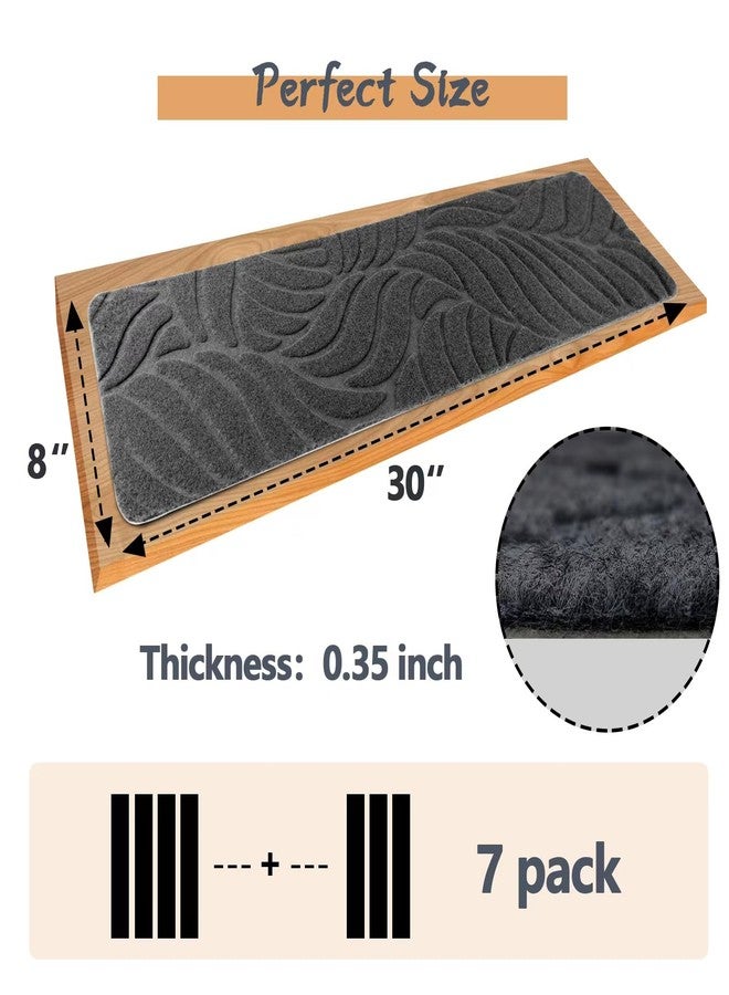 Demiwise 7 Pack Non Slip Stair Treads,8" X 30" Non Slip Carpet Stair Treads with Reusable Adhesive Rubber Backing,Staircase Step Treads Carpet Treads for Wooden Steps Indoor (Dark Gray) - Image 4