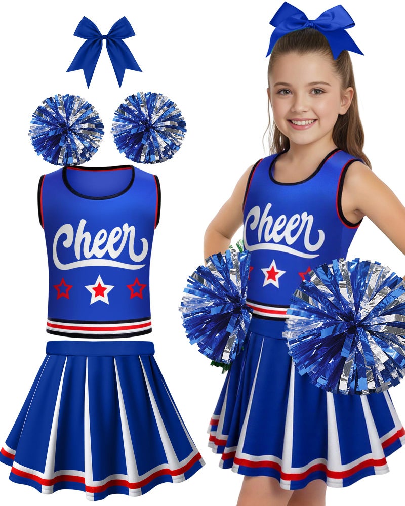 JenPen Cheerleader Costume for Girl Cute Cheerleading Outfit Cheer Leader Dress for Halloween Cheerleader Gifts57 YearBlue - Image 3