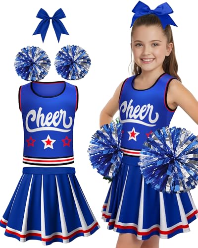 JenPen Cheerleader Costume for Girl Cute Cheerleading Outfit Cheer Leader Dress for Halloween Cheerleader Gifts57 YearBlue - Image 1