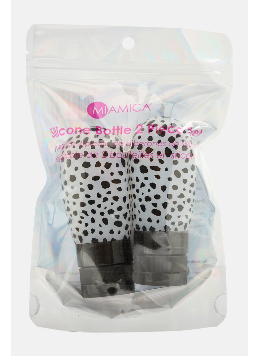 Miamica 2 Pieces Silicon Bottle Set, White  - Image 1