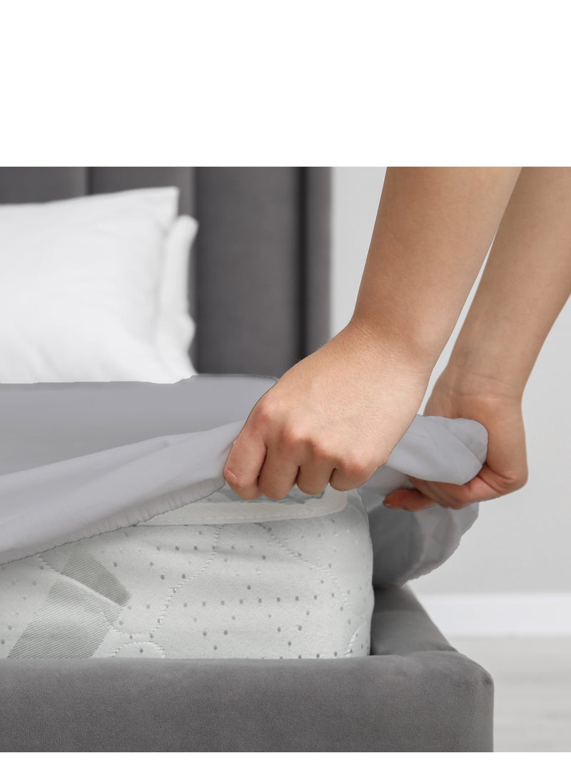 Infinitee Xclusives Infinitee Xclusives Fitted Sheet for Bed Grey King Size 200 x 200 cm - 100% Microfiber - 40 cm Deep Pocket to Fit & Cover Sheets  - Soft, Wrinkle Free & Shrink Resistant Fitted Sheet  - Image 5