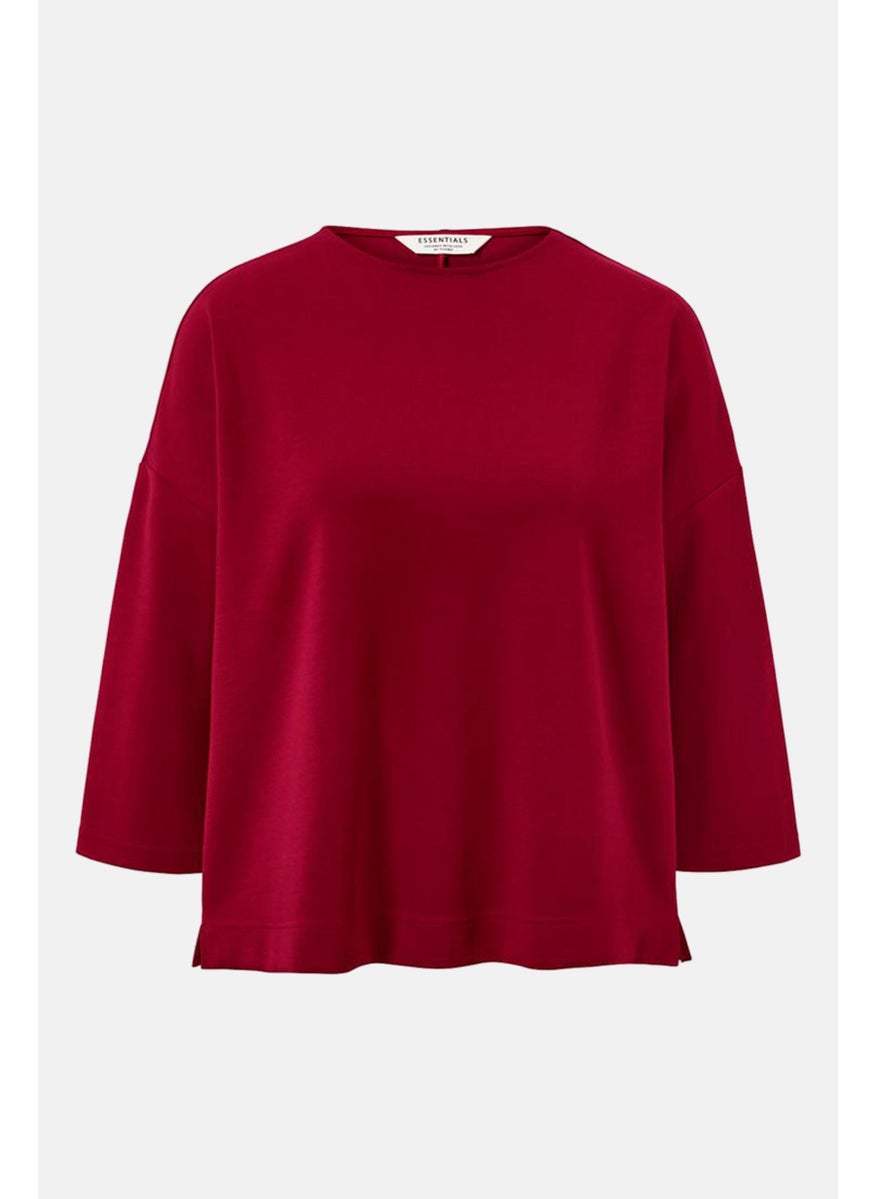 Women Round Neck 3/4 Sleeve Plain Top, Maroon - pzsku/ZD8A33D6CC1D56A1D62ACZ/45/_/1727187784/10e24a96-4aff-454a-b28f-9c996fad1030