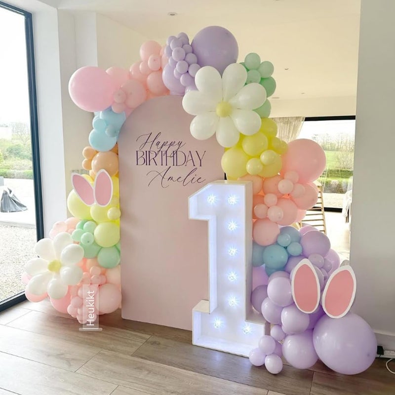 Heukikt Easter Balloon Arch Garland kit 167pcs Pastel Macaron Pink Purple Mist Green Blue Latex Balloons with Rabbit Carrot Foil Balloon for Hello Spring Easter Birthday Daisy Flower Party Decoration - Image 4