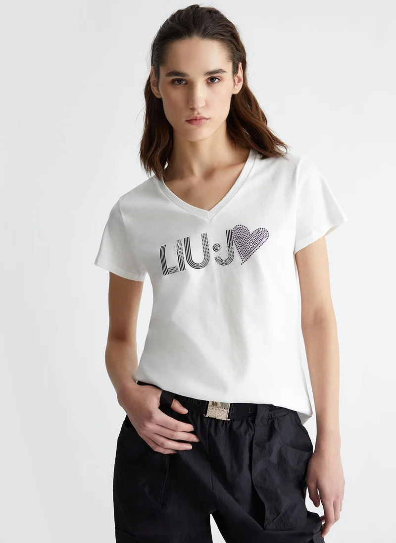 Liu Jo T-shirt with heart and gemstones