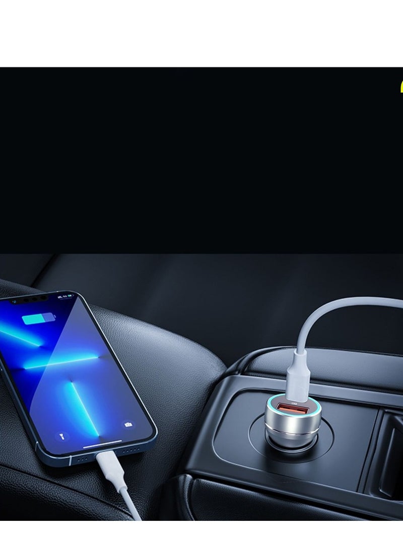 ELTRAZONE Car Socket Charger ES-CC29 – 30W USB QC3.0 & PD Car Charger with Lightning PD Cable, Silver  - Image 4