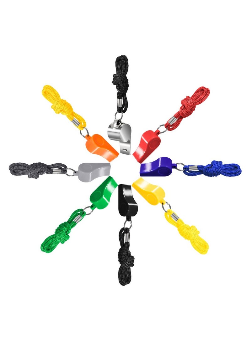 Cuken 8 Packs Sports Whistle Coaches Referee Whistles with Lanyards, 7 Colorful Plastic and 1 Stainless Steel Whistles for Football Sports Training Various School Sports Competitions Coaches Referees  - Image 4