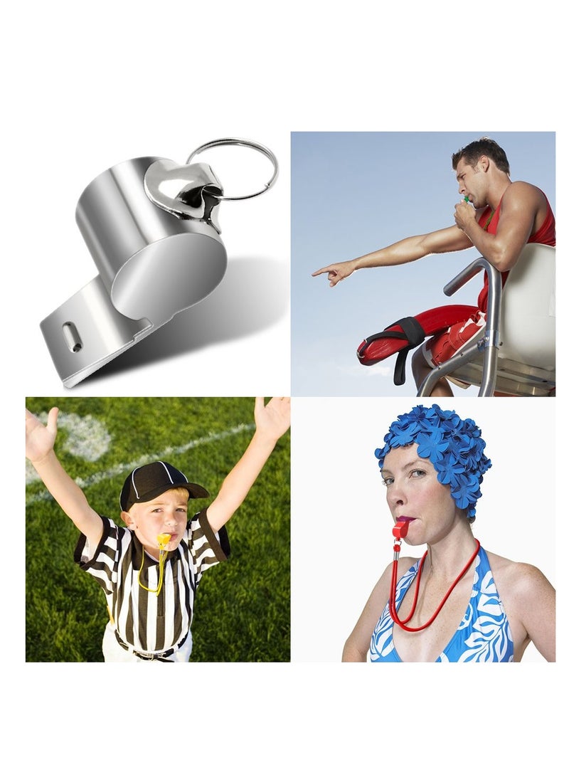 Cuken 8 Packs Sports Whistle Coaches Referee Whistles with Lanyards, 7 Colorful Plastic and 1 Stainless Steel Whistles for Football Sports Training Various School Sports Competitions Coaches Referees  - Image 5