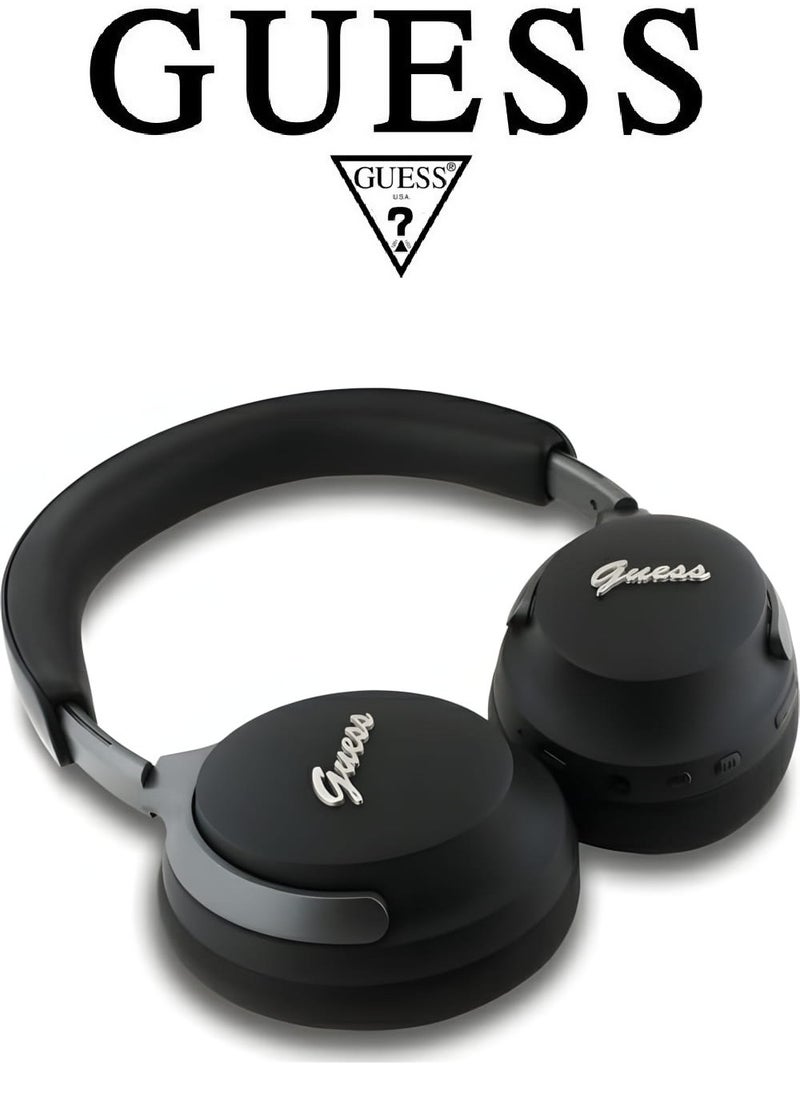 CG MOBILE GUESS wireless headphones, Original and Certified French Design, wireless headset with Up to 30H of Playtime, Wireless Bluetooth Headphones with ENC and ANC, wireless headphones bluetooth 5.4, headphone bluetooth with Voice Assistant Support, headset wireless with 2H Fast Charging with Type-C Port, IPX4 Waterproof Bluetooth over ear headphones, headset wireless bluetooth with Strong and Clear Sound, Bluetooth headsets with Built-in Microphone for Clear and High-Definition Calls. Black  - Image 3