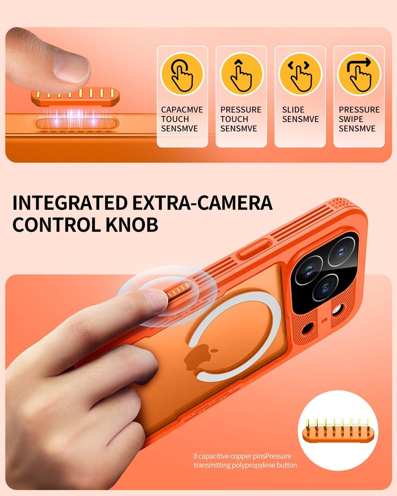 Lanhiem Magnetic for iPhone 17 Pro Max Case, IP68 Waterproof, Dustproof, Compatible with Magsafe, Built-in Screen Protector, Full Body, Heavy Duty, Rugged Phone Cover, 6.9 inch, Cosmic Orange - Image 3