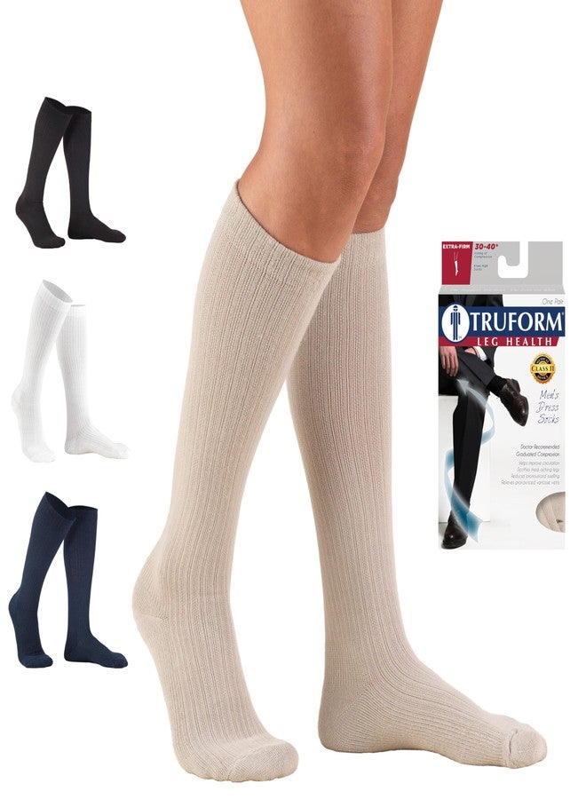 Truform Compression Socks, 15-20 mmHg, Ladies Gym Socks, Knee High Over Calf Length, Tan, Medium - Image 1