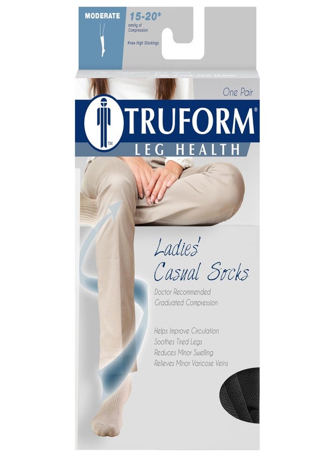 Truform Compression Socks, 15-20 mmHg, Ladies Gym Socks, Knee High Over Calf Length, Tan, Medium - Image 3