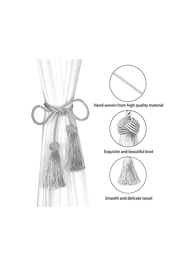 erorex 4 Pack Curtain Ties,Curtain Tieback Hooks Curtains Holder Decorative Curtain Holdbacks With Tassel - Image 3