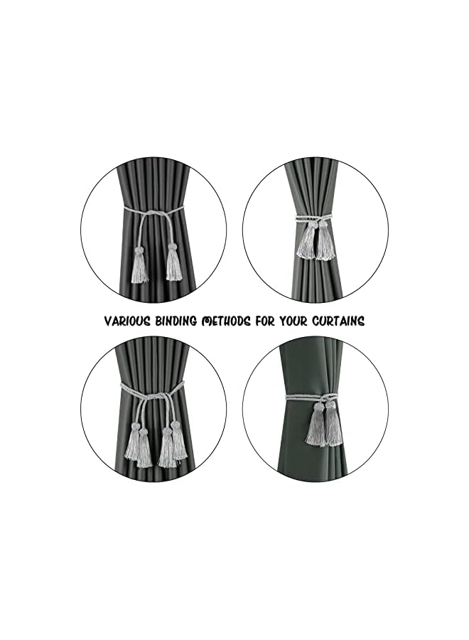 erorex 4 Pack Curtain Ties,Curtain Tieback Hooks Curtains Holder Decorative Curtain Holdbacks With Tassel - Image 4