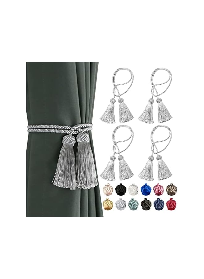 erorex 4 Pack Curtain Ties,Curtain Tieback Hooks Curtains Holder Decorative Curtain Holdbacks With Tassel - Image 2