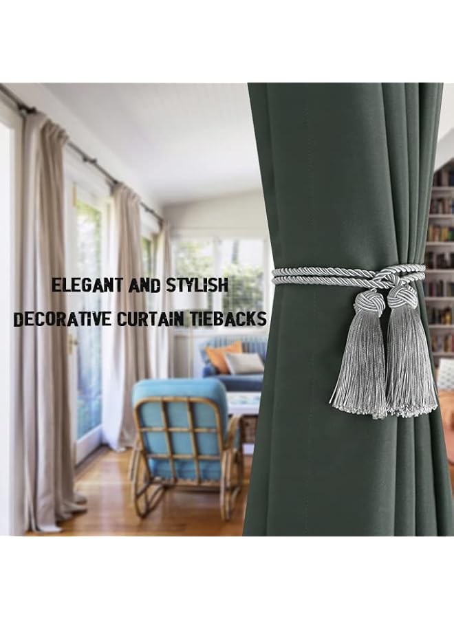 erorex 4 Pack Curtain Ties,Curtain Tieback Hooks Curtains Holder Decorative Curtain Holdbacks With Tassel - Image 5