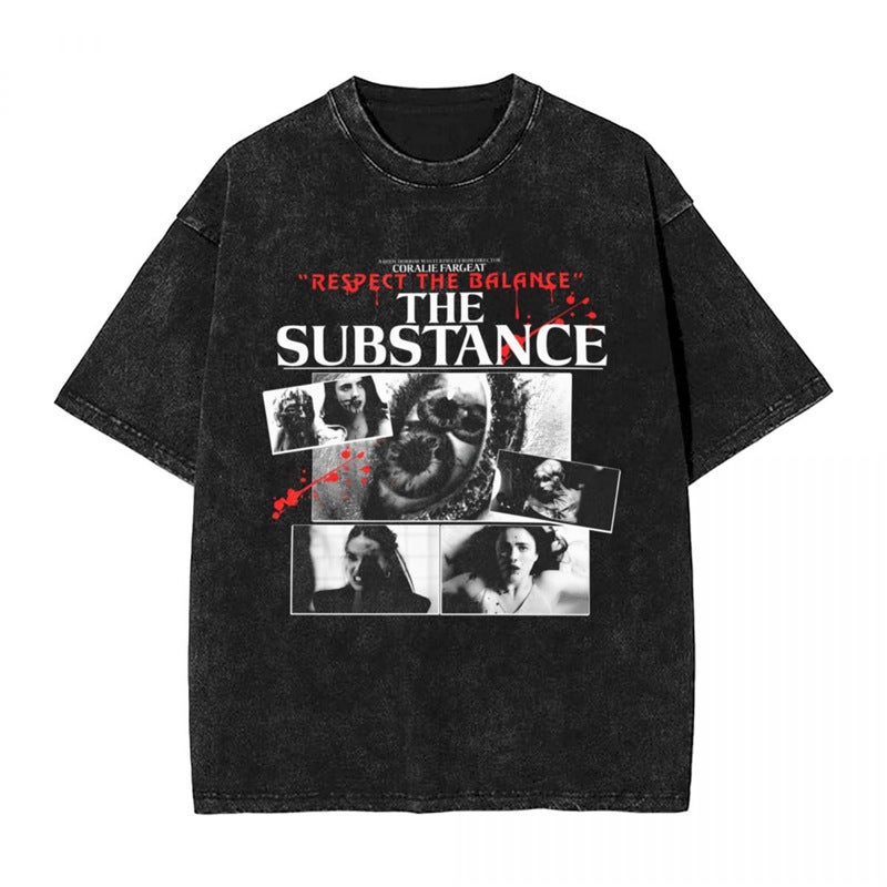 Men T Shirt The Substance Horror Movie Washed T Shirts - Image 1