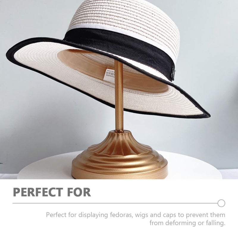 Metal Hat Display Stand Gold Iron Metal Hat Holder with Dome Shape for Home and Desktop Storage for Caps and Wigs - Image 3