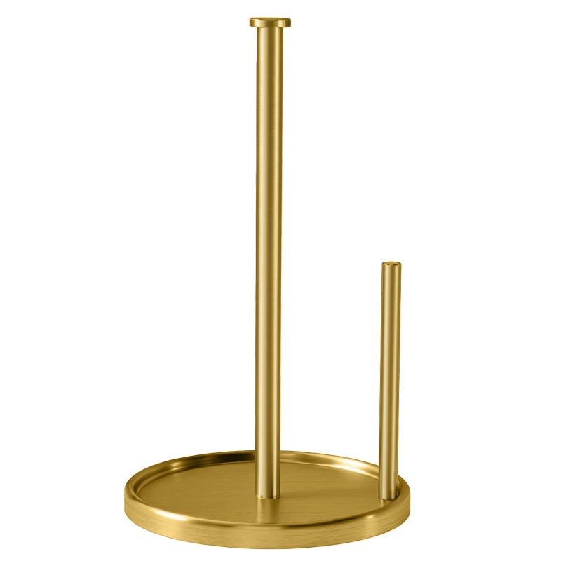 STWWO Paper Towel Holder Countertop, Standing Paper Roll Holder with Anti Slip Weighted Base, Stainless Steel Freestanding Paper Towel Holder for Kitchen, Gold - Image 1