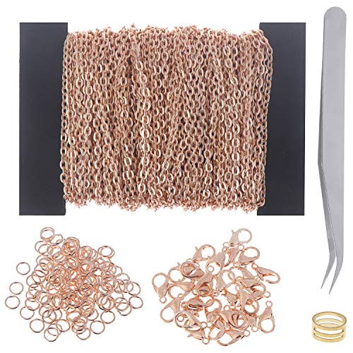LOCOLO 39 Feet Necklace Chains Stainless Steel DIY Link Chain Necklaces with 30Pcs Lobster Clasps, and 100Pcs Jump Rings for Jewelry Making - Image 1
