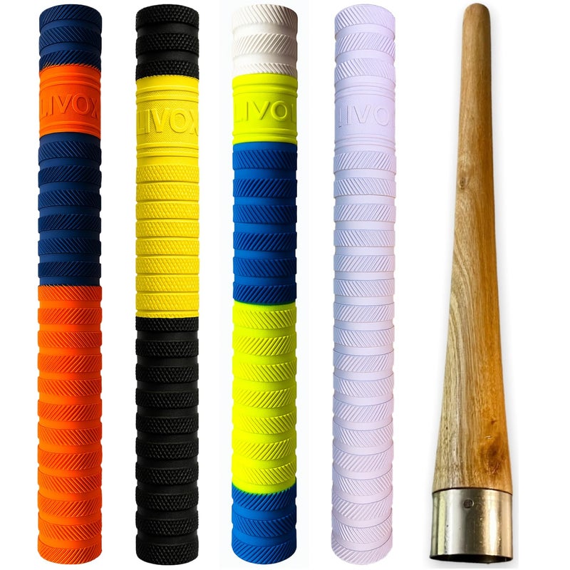LIVOX ® Premium Quality Cricket Bat Grip | Non-Slip, Shock Absorbing Rubber Handle Cover for Superior Comfort & Control (Multi texture) - Image 1
