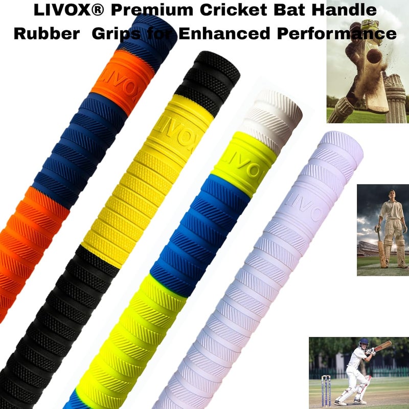 LIVOX ® Premium Quality Cricket Bat Grip | Non-Slip, Shock Absorbing Rubber Handle Cover for Superior Comfort & Control (Multi texture) - Image 3