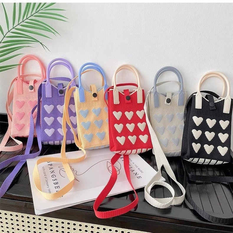 Sweet Cute Knitted Mini Phone Bag Korean Niche Design Shoulder Handbag Hand Bag Crossbody Bag Women'S Bag - Image 2