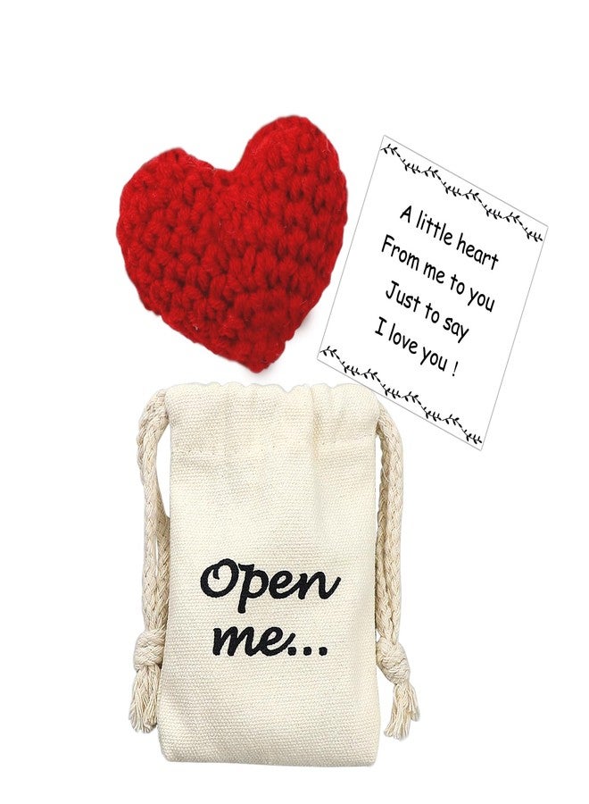LUOKIFUR Pocket Hug Gift I Love You Gifts for Him for Her Crochet Heart Missing You Gift (Heart) - Image 1