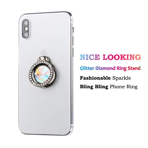 lenoup Glitter Bling Bling Phone Ring Holder,Sparkle Phone Ring Artificial Diamond Kickstand,Rhinestone Cell Phone Finger Ring Grip for Women for Almost All Phones,Pad(Black) - Image 2