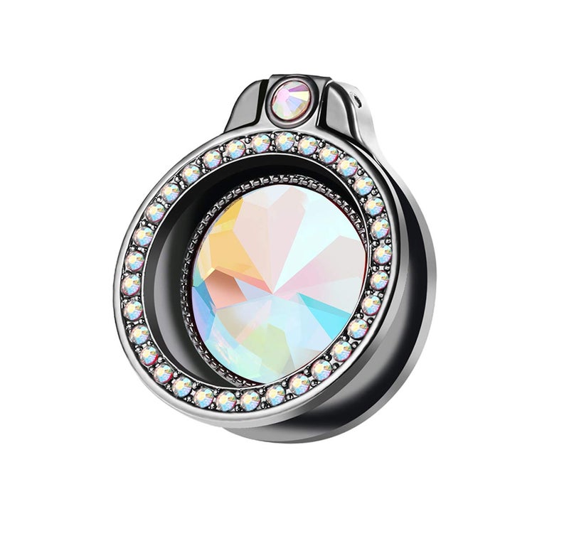 lenoup Glitter Bling Bling Phone Ring Holder,Sparkle Phone Ring Artificial Diamond Kickstand,Rhinestone Cell Phone Finger Ring Grip for Women for Almost All Phones,Pad(Black) - Image 1