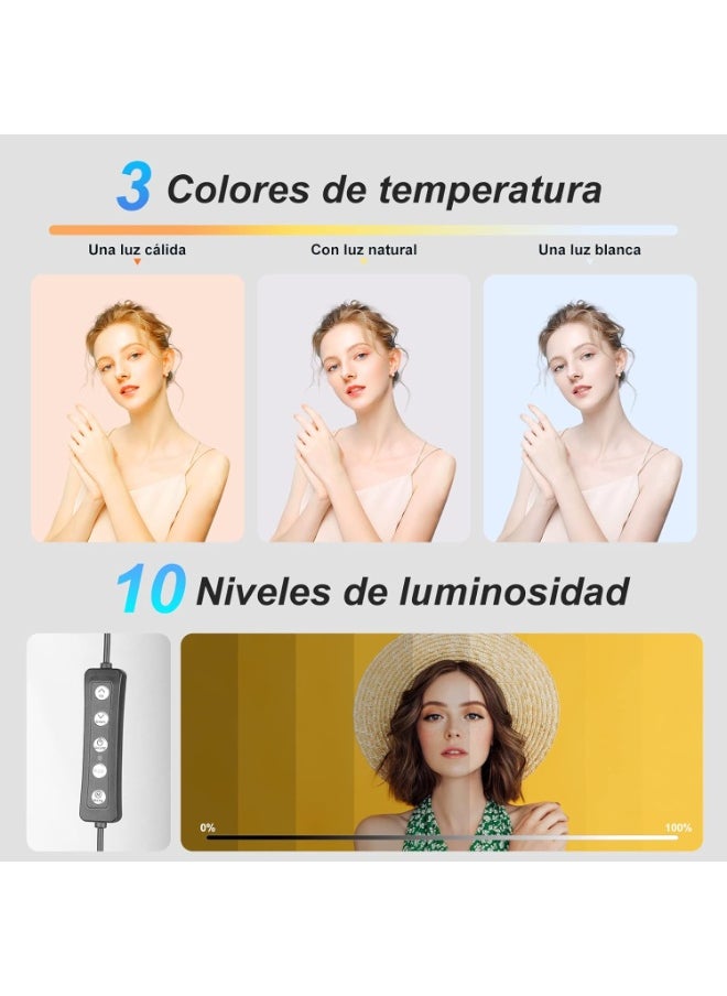 Generic KOSCHEAL 10" Selfie Ring Light with 6ft Adjustable Tripod, 37 RGB Colors & Dimmable LED – Phone Holder for Makeup, TikTok, YouTube & Zoom  - Image 4