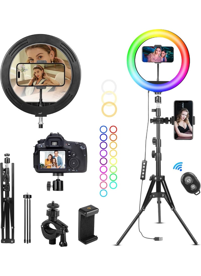 Generic KOSCHEAL 10" Selfie Ring Light with 6ft Adjustable Tripod, 37 RGB Colors & Dimmable LED – Phone Holder for Makeup, TikTok, YouTube & Zoom  - Image 3