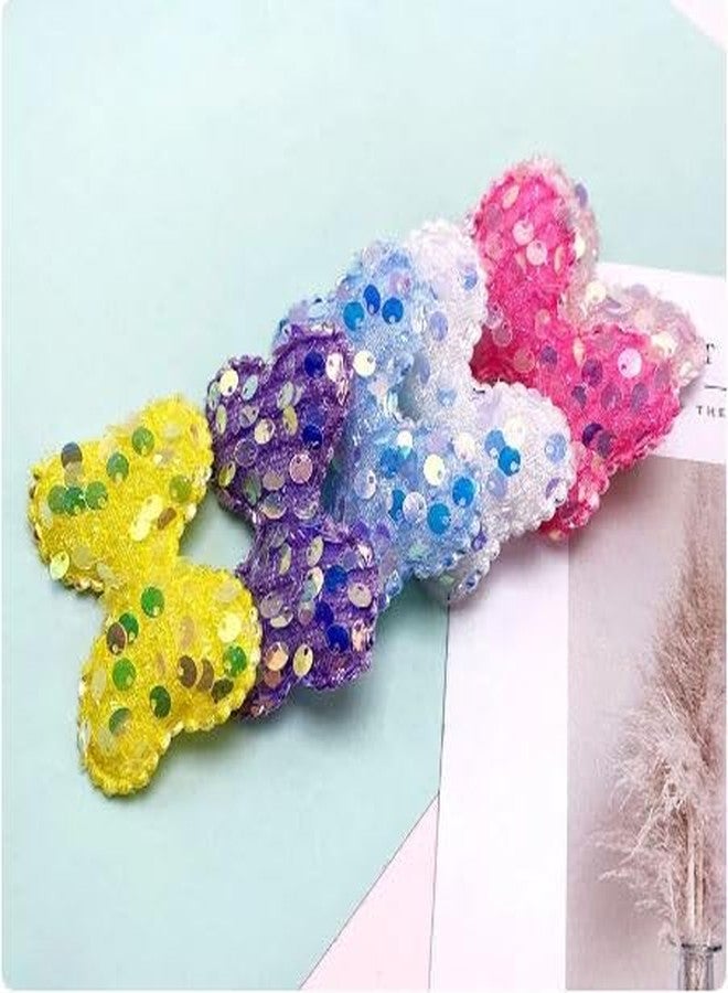 Belicia 6 pcs Beaded Bow Shiny DIY Handmade Children's Hair Accessories Hairpin Clothes Applique Patches(Multicolor) - Image 1