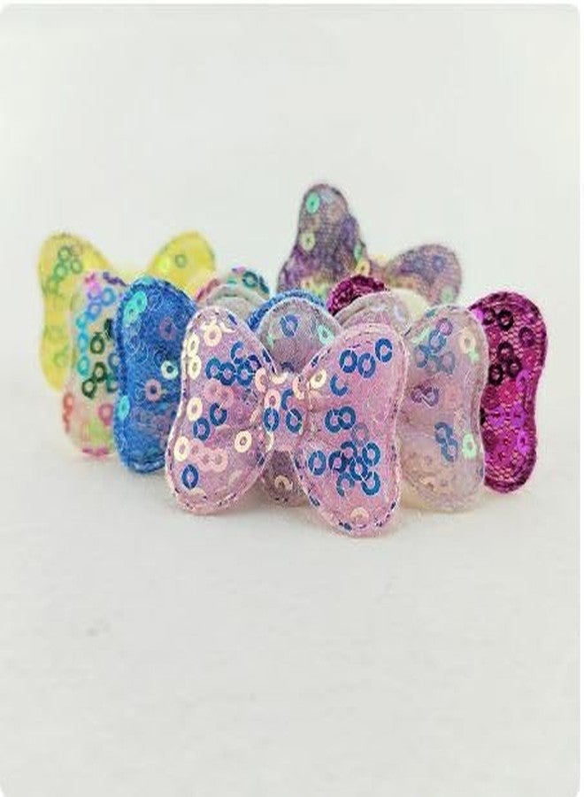 Belicia 6 pcs Beaded Bow Shiny DIY Handmade Children's Hair Accessories Hairpin Clothes Applique Patches(Multicolor) - Image 5