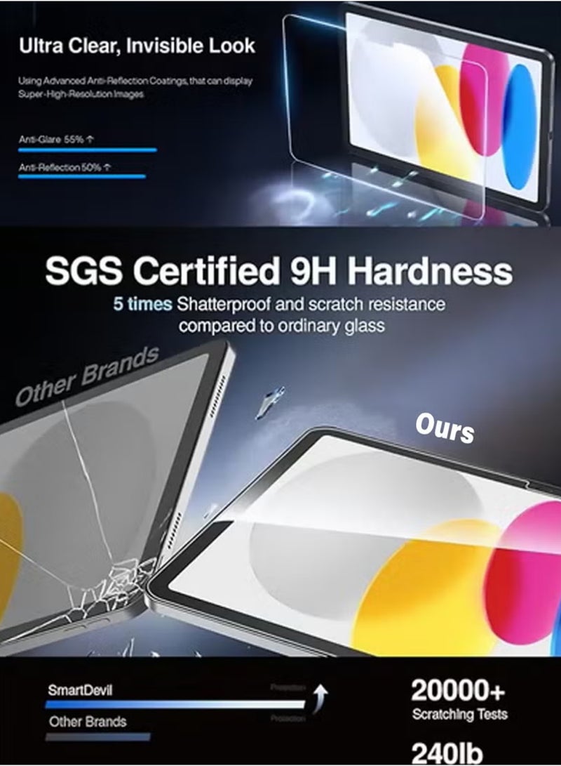 إكس ليفيل واقي شاشة لجهاز iPad 11 بوصة سهل التركيب، الجيل 2025، طبقة زجاجية مقسّاة 9H، مقاوم للكسر، خالٍ من الفقاعات، مع علبة واقية من الغبار. - Image 4