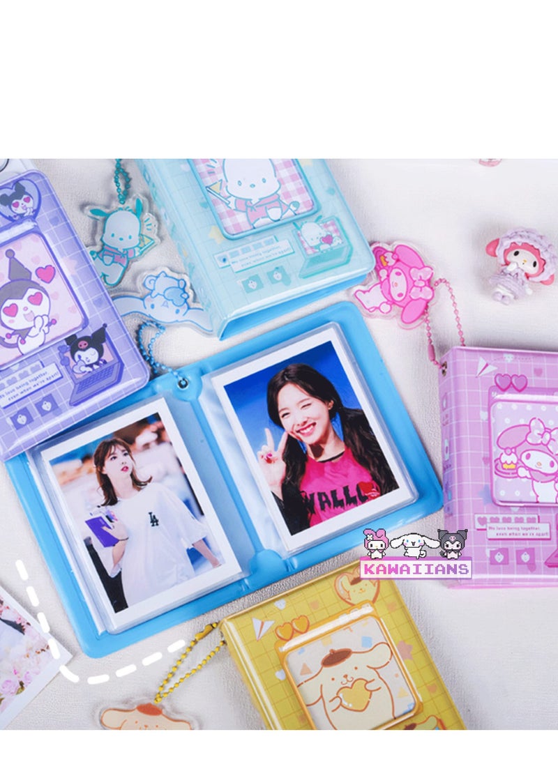SYOSI - Photocard Binder 4.4 Inch Kpop Photocard Holder Book, Mini Photo Album Kpop Photocard Binder Portable Kpop Binder Photocard Album with Lovely Pendant for Photocard Collection(Blue) - Image 1