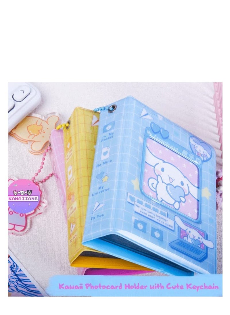SYOSI - Photocard Binder 4.4 Inch Kpop Photocard Holder Book, Mini Photo Album Kpop Photocard Binder Portable Kpop Binder Photocard Album with Lovely Pendant for Photocard Collection(Blue) - Image 1
