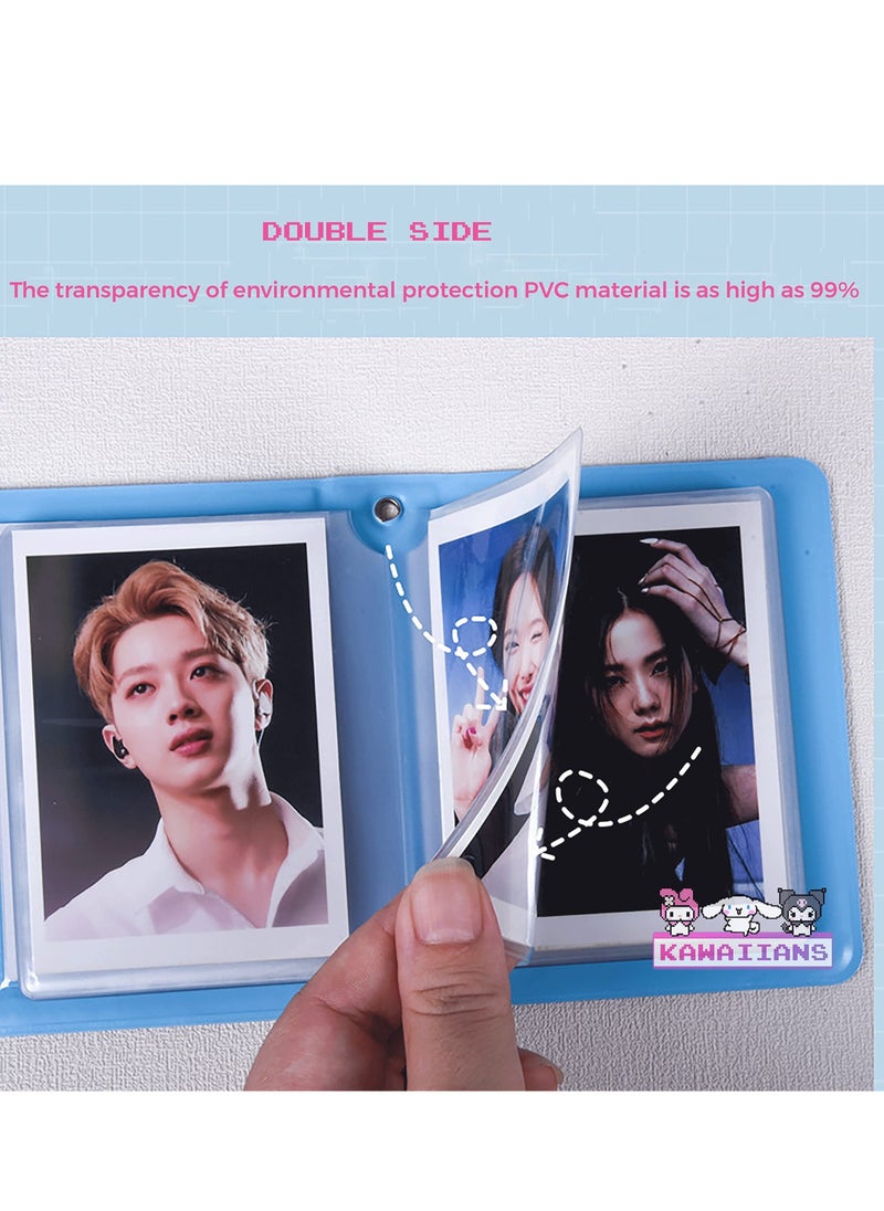SYOSI - Photocard Binder 4.4 Inch Kpop Photocard Holder Book, Mini Photo Album Kpop Photocard Binder Portable Kpop Binder Photocard Album with Lovely Pendant for Photocard Collection(Blue) - Image 1