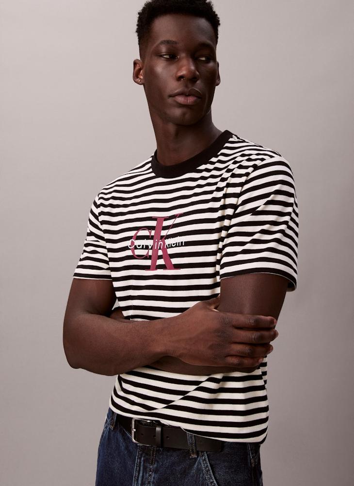 Calvin Klein Jeans Monogram Logo Stripe Relaxed T-Shirt - Image 3