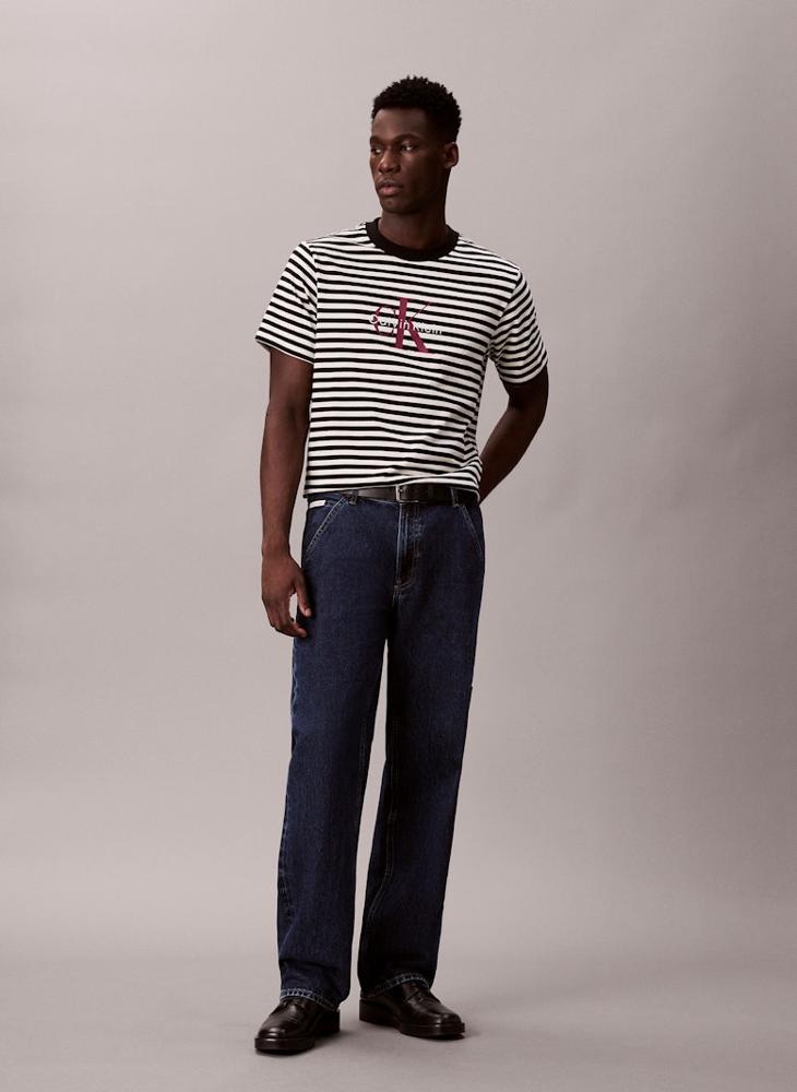 Calvin Klein Jeans Monogram Logo Stripe Relaxed T-Shirt - Image 5