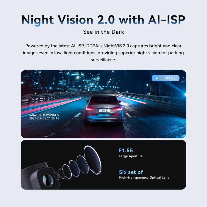 DDPAI 2K Dash Cam for Cars Front, 1440P Dashcam with Night Vision and 360° Rotatable  Design - Image 4