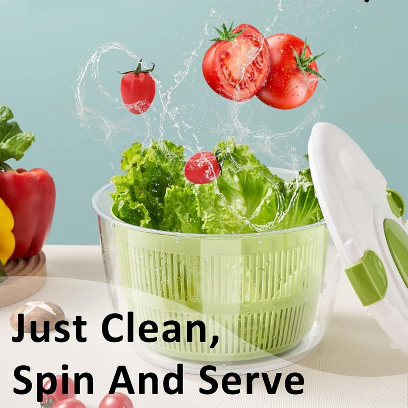 toproad Salad Spinner, 5L Vegetable Washer Dryer Drainer Strainer with Bowl & Colander, Multi-Use Lettuce Spinner, Fruit Washer, Pasta and Fries Spinner - Image 4