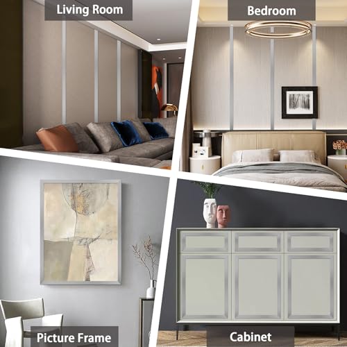 Lunghaa Peel and Stick Metal Finish Molding Trim, Stainless Steel Strip for Wall, Mirror Frame, Fireplace and Craft Decoration (Brushed Silver, 19.7 ft x 0.6 in) - Image 4