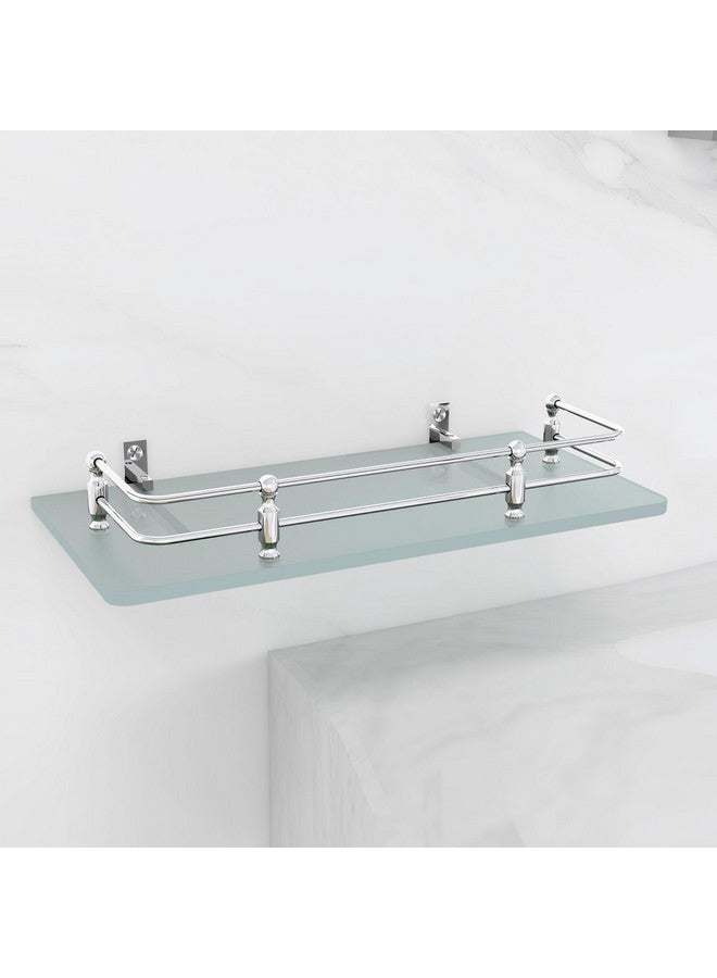 FORTUNE Multi-Purpose Wall Hung (Frosted) Glass Front Bathroom Shelf with Wall Brackets, Storage Holder, 12 x 6 Inch - (Pack of 1) - Image 4