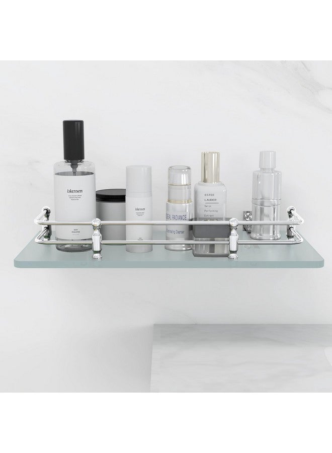 FORTUNE Multi-Purpose Wall Hung (Frosted) Glass Front Bathroom Shelf with Wall Brackets, Storage Holder, 12 x 6 Inch - (Pack of 1) - Image 3