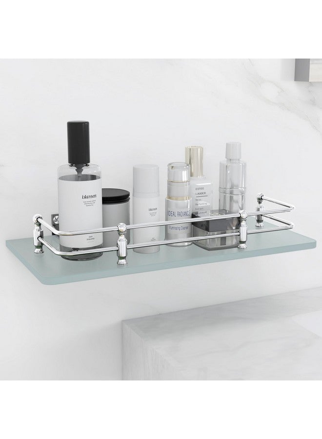 FORTUNE Multi-Purpose Wall Hung (Frosted) Glass Front Bathroom Shelf with Wall Brackets, Storage Holder, 12 x 6 Inch - (Pack of 1) - Image 2