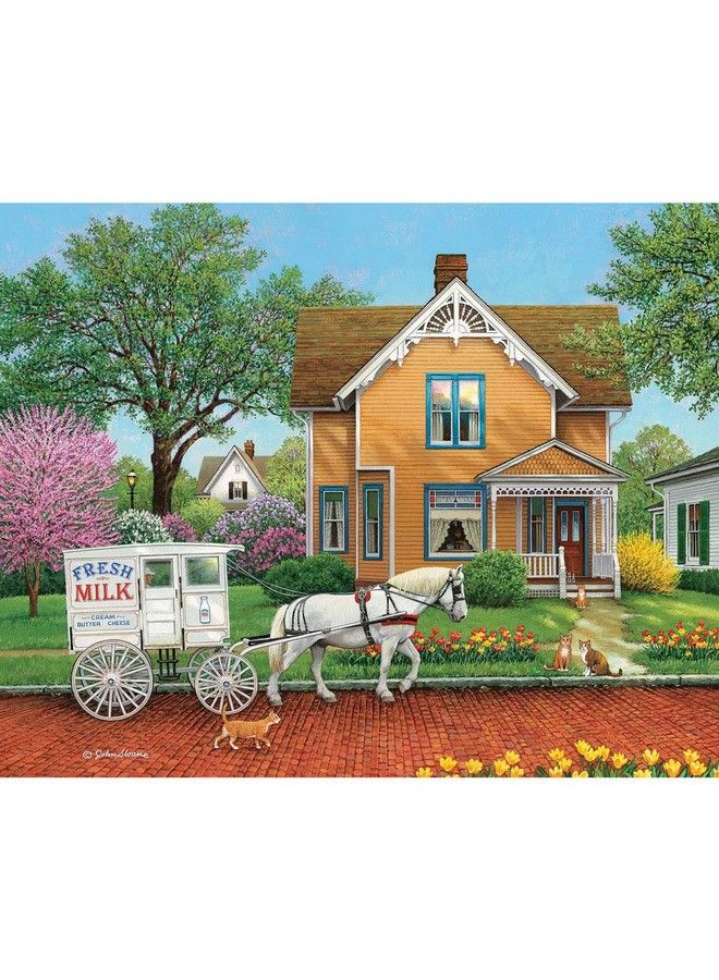 Bits and Pieces 300 Piece Jigsaw Puzzle For Adults 18" X 24" The Next Stop 300 Pc Classic Milkman Delivery Jigsaw By Artist John Sloane - Image 1
