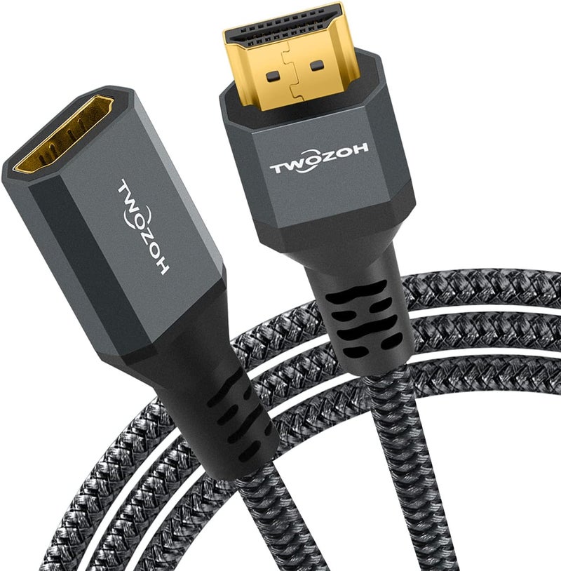 Twozoh 8K 4K HDMI Extension Cable 2.1 Male to Female, Nylon Braided Extender Support 8K@60Hz 4K@120Hz 48gbps (0.3M) - Image 2