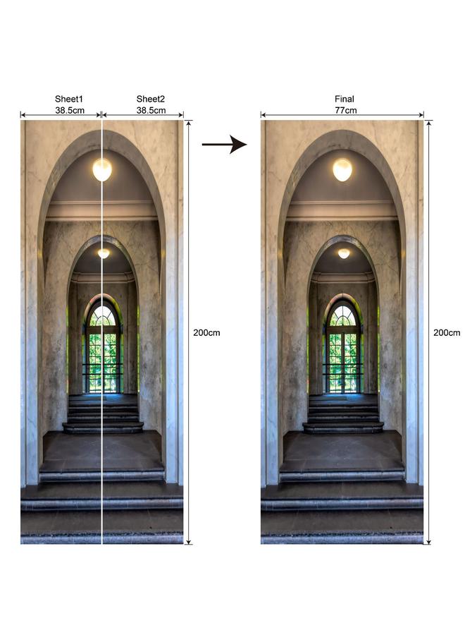 Bluejw European And American Landscape Movable Waterproof Bedroom Living Room Extension Simulation PVC Arched Door MT257-290 - Image 1