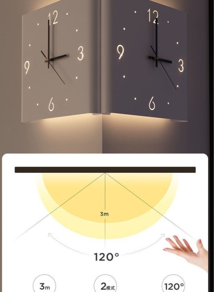 Ins Style Corner Clock Double-Sided Wall Clock Living Room Creative Simplicity Modern Double-Sided Wall Clock No Punching Fashionable Corner Clock(Folding Style)  - Image 4